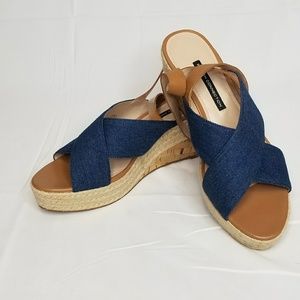 French Connection Denim Wedges Sz 11 NWOB